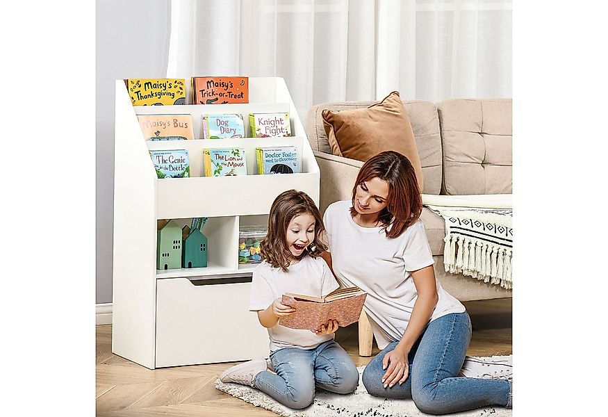 HOMCOM Kinderregal mit Schublade, 3 Ablagefächern und 2 offenen Fächern, Au günstig online kaufen