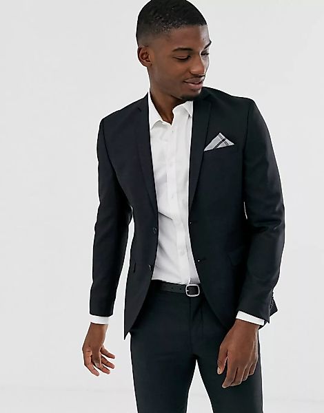Jack & Jones – Premium – Superenge Anzugjacke mit Stretchanteil in Schwarz günstig online kaufen