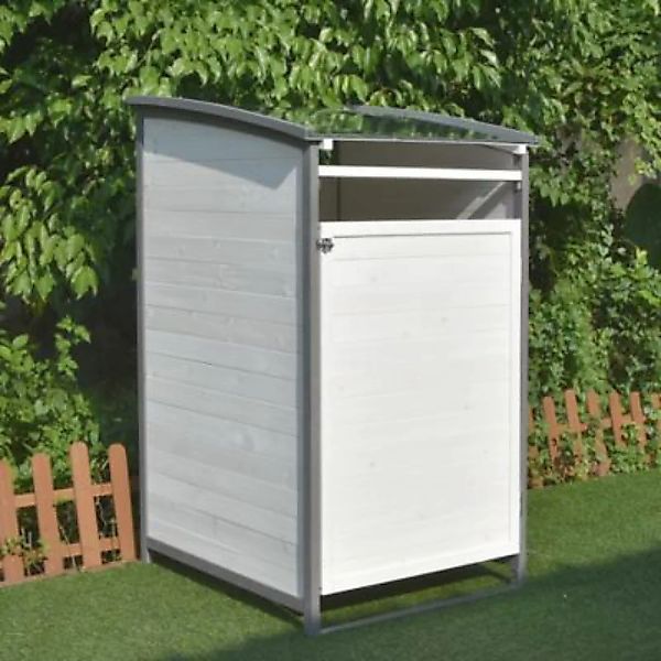 Mucola Mülltonnenbox Einzelbox in Weiß Grau Mülltonnenverkleidung Mülltonne günstig online kaufen