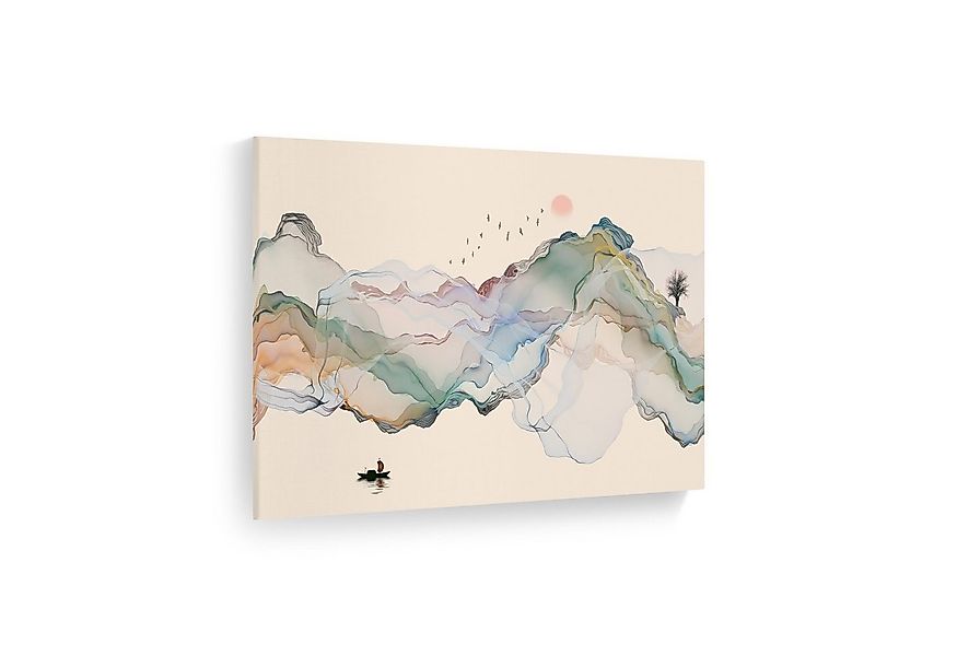 WallSpirit Leinwandbild "Abstrakte Tintenlandschaft" - XXL Wandbild, Leinwa günstig online kaufen