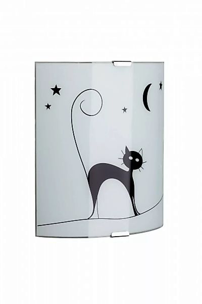BRILLIANT CAT Wandleuchte 26 cm Glas / Metall Weiß / schwarz günstig online kaufen