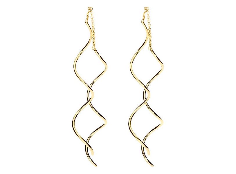 LÖB Paar Ohrhänger 18K Gold vergoldet Ohrringe Hängend Durchzieher Spirale günstig online kaufen
