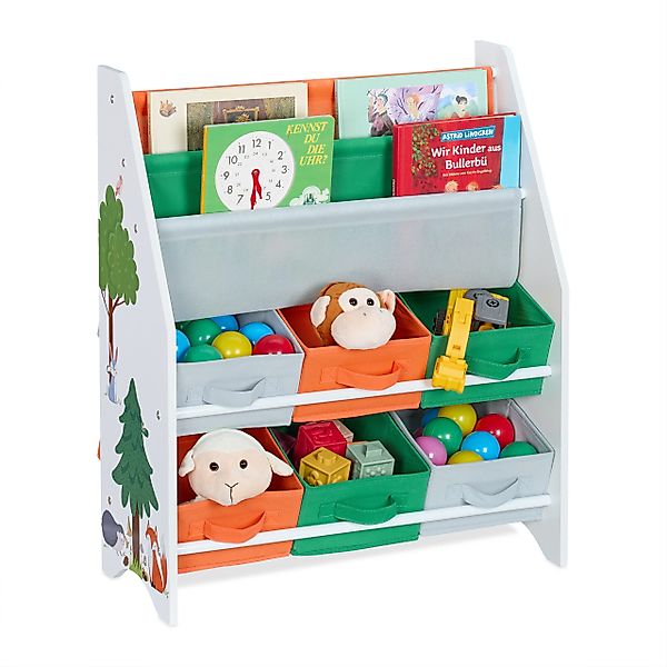 relaxdays Bücherregal Kinderregal mit Aufbewahrungsboxen günstig online kaufen
