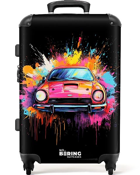 NoBoringSuitcases.com© Hartschalen-Trolley Rosa Auto mit bunter günstig online kaufen