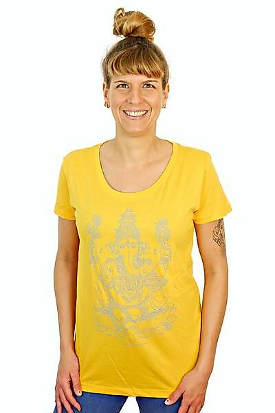 Yogicompany - Damen - Yoga T-shirt "Ganesha" Gelb/hellgrau günstig online kaufen