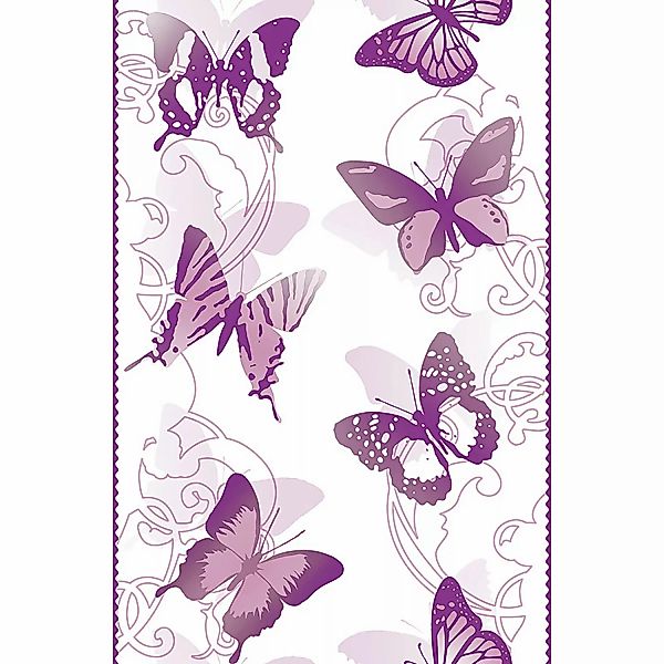 Bricoflor Schmetterling Tapete Weiß Lila Selbstklebende Wandtapete für Kind günstig online kaufen
