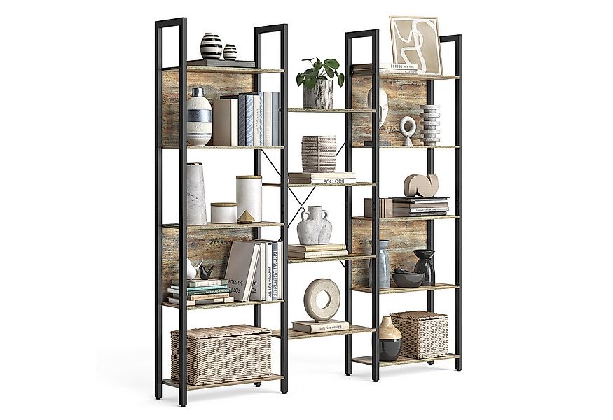 VASAGLE Bücherregal, mit 14 Ablagen, Regal mit Metallrahmen, für Wohnzimmer günstig online kaufen