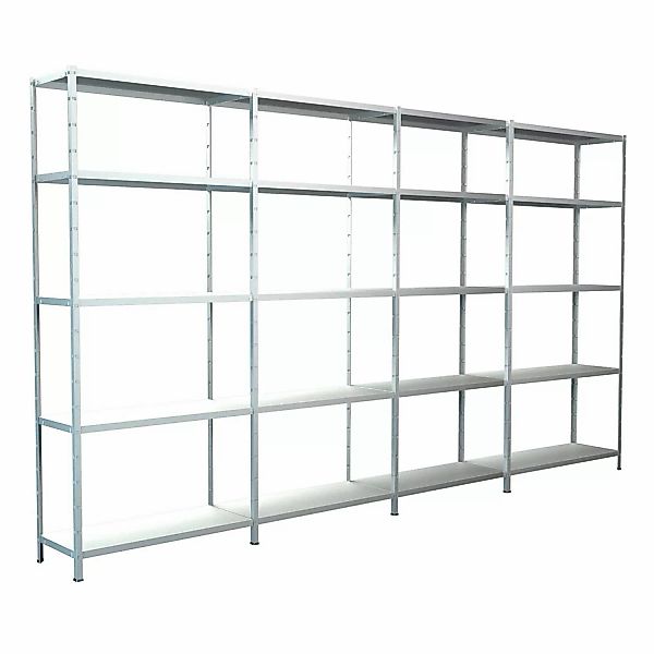 Schulte Steck-Grund- und 3 x Anbauregale 200 cm x 380 cm x 50 cm Weiß günstig online kaufen