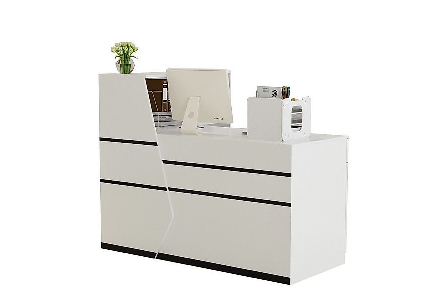 FUFU&GAGA Empfangstheke 1 Schubladen und 2 Einlegeböden 140 cm B günstig online kaufen