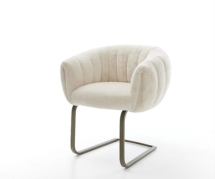 Freischwinger Jada-Flex Plüsch Creme-Weiß Freischwinger flach Effektfinish günstig online kaufen