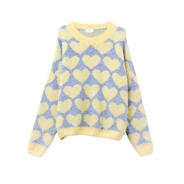 suebidou Rundhalspullover Damen Oversized Pullover pastellfarben mit Herzen günstig online kaufen