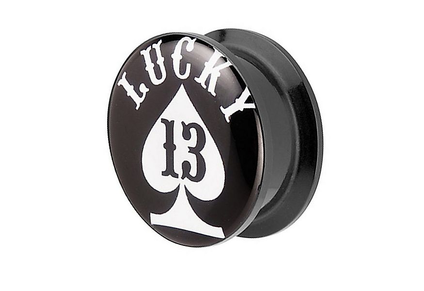 Taffstyle Plug Piercing Schraub Pik Ass Lucky 13 Glücksbringer, Ohr Plug Fl günstig online kaufen