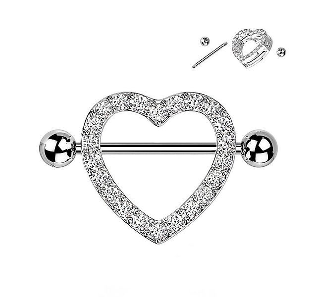 Taffstyle Intimpiercing Intimpiercing Kristall Herz mit Barbell Nippel Silb günstig online kaufen