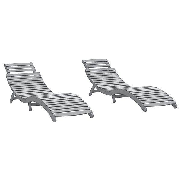 vidaXL Sonnenliegen 2 Stk Grau 184x55x64 cm Massivholz Akazie 3155468 günstig online kaufen