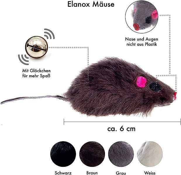 ELANOX Plüschmäuse ELANOX 10 St. Spielmäuse mit Glocke Katzenspielzeug Spie günstig online kaufen