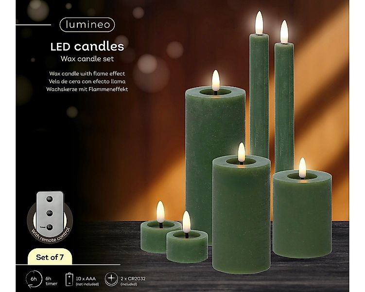 Lumineo LED-Christbaumkerzen Lumineo LED Wachskerzen 7er-Set günstig online kaufen