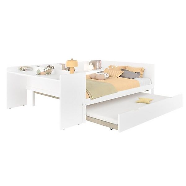 XDeer Kinderbett Flachbett,Holzbett mit Schreibtisch, mit Rollbett, Kinderb günstig online kaufen