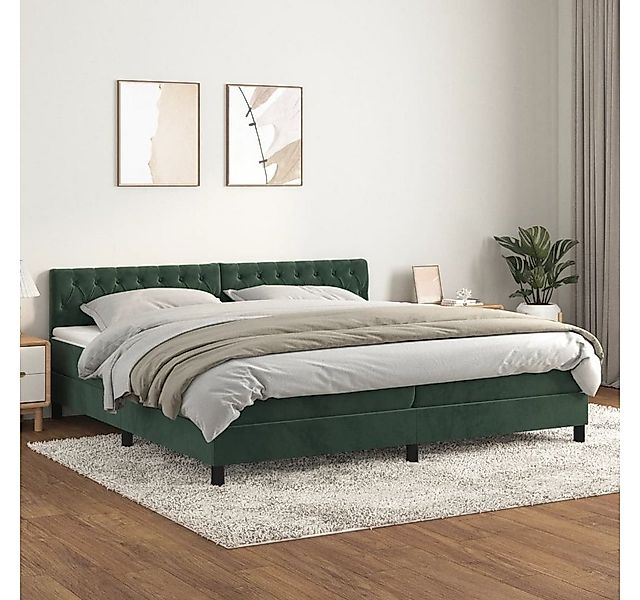 vidaXL Boxspringbett Boxspringbett mit Matratze Dunkelgrün 200x200 cm Samt günstig online kaufen