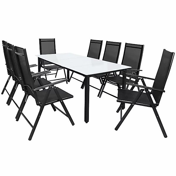 Gartensitzgruppe Bern 9-tlg 8 Personen Anthrazit Alu Milchglas Glas günstig online kaufen