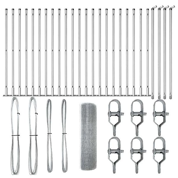 vidaXL Zaunpfosten Silber 50 x 0,6 m 25 x 25 mm Maschen Stahl 3352346 günstig online kaufen
