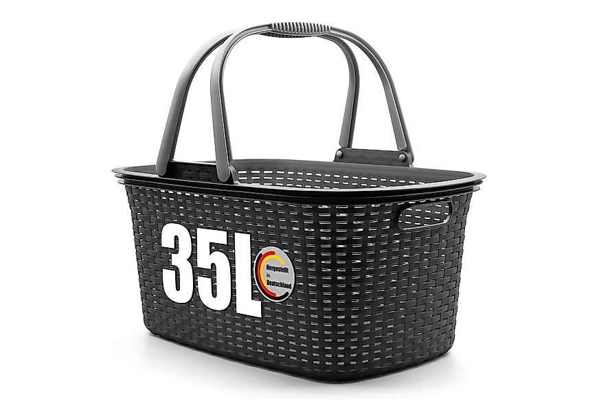 BigDean Wäschekorb Wäschesammler mit Henkel 35L Rattan Design Made in Germa günstig online kaufen