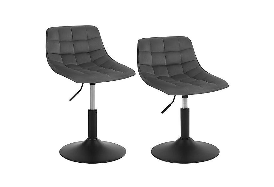 Woltu Barhocker (2 St), 360° Schwenken Samt Sitz 38-49.5cm Hoch dunkelgrau günstig online kaufen