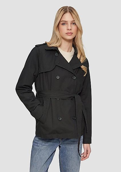 QS Funktionsjacke Outdoor-Jacke Kurzer Trenchcoat aus Baumwolle mit Gürtel günstig online kaufen