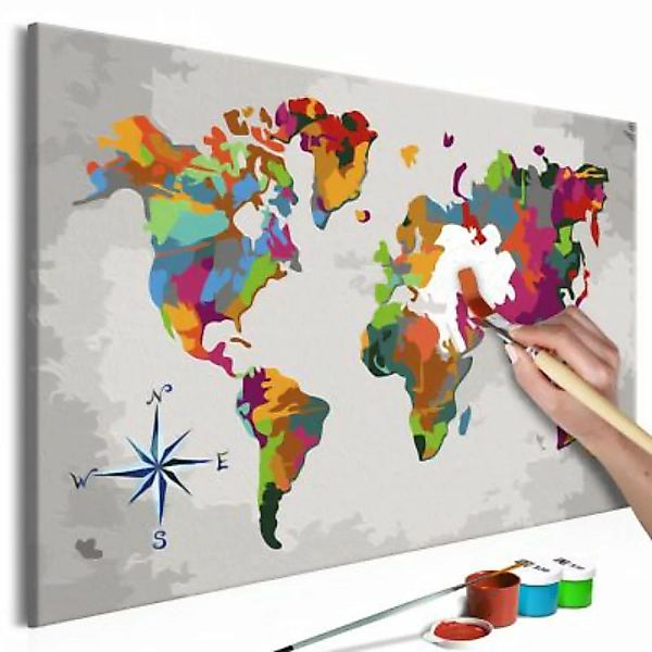artgeist Malen nach Zahlen Weltkarte (Windrose) mehrfarbig Gr. 60 x 40 günstig online kaufen
