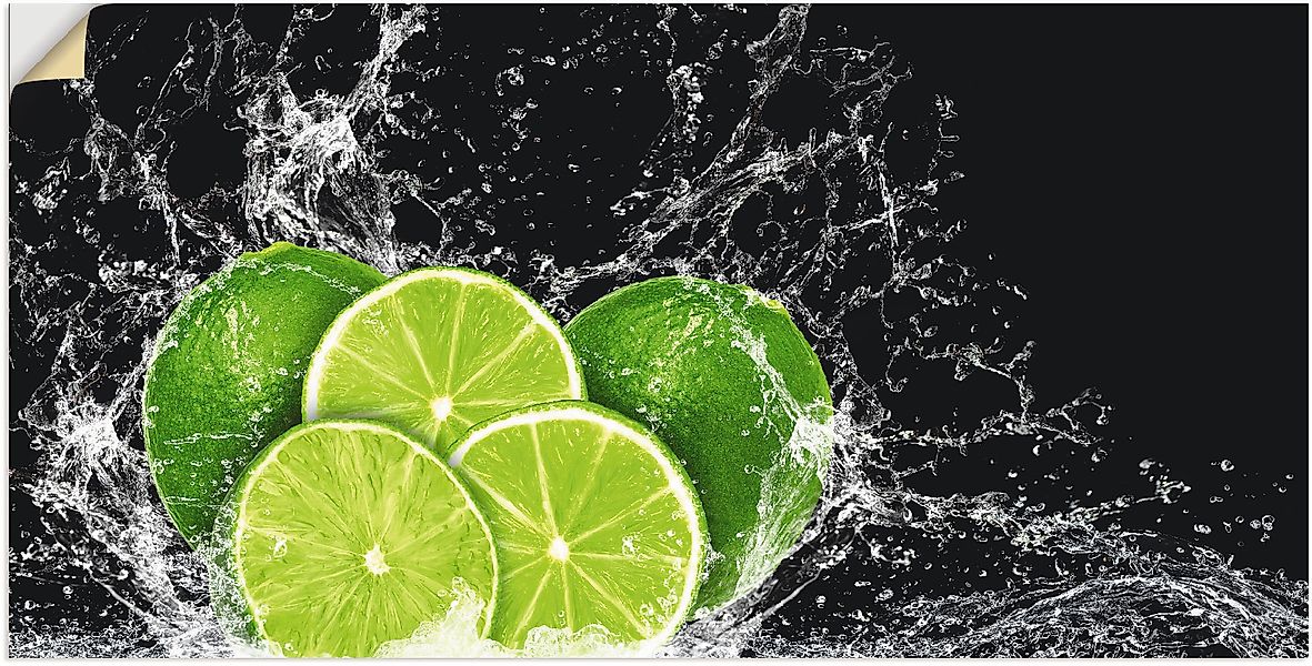 Artland Wandbild "Limone mit Spritzwasser", Obst Bilder, (1 St.), als Leinw günstig online kaufen