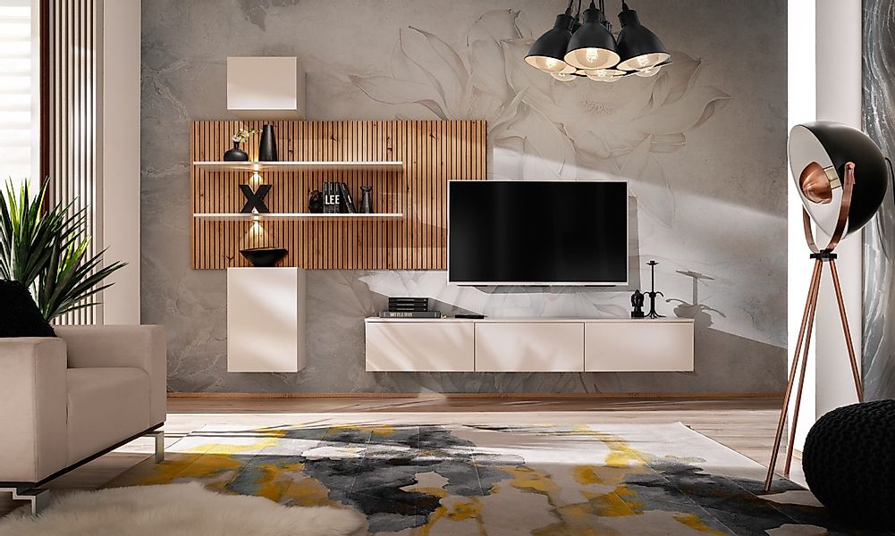 ASM-Moebel Wohnwand Wohnzimmer Schrankwand GUSTO PW günstig online kaufen