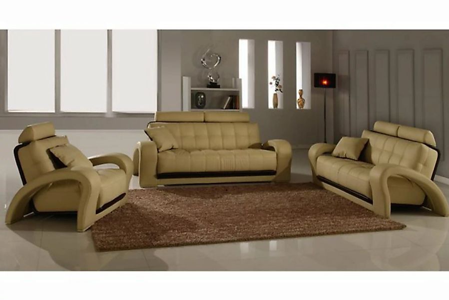 JVmoebel Sofa Designer Sofagarnitur 3+1+1 Sitzer Sofa Couch Leder Garnitur, günstig online kaufen