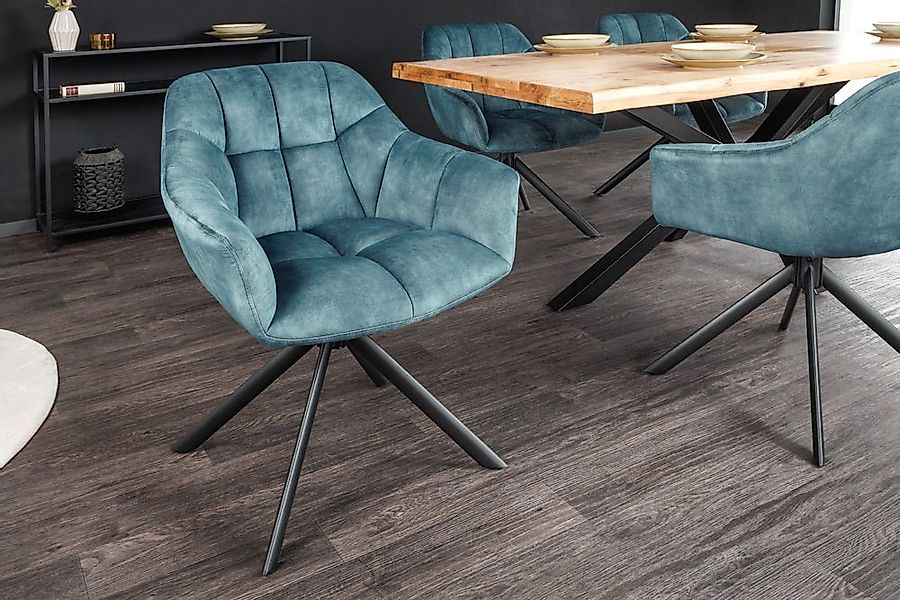 riess-ambiente Polsterstuhl PAPILLON petrol/schwarz –Samt-Bezug, mit Armleh günstig online kaufen