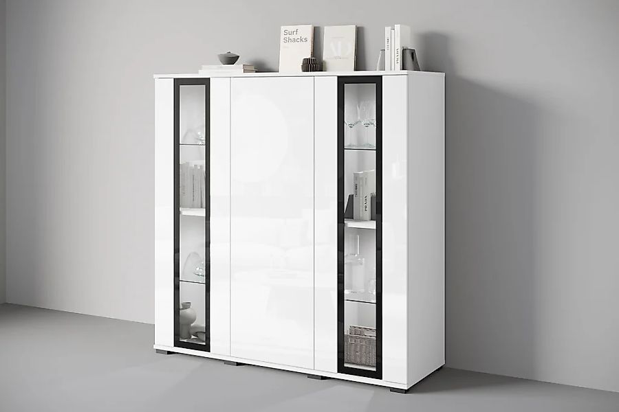 INOSIGN Highboard "Caro, modernes Design mit Glaseinsätzen, Breite 120 cm" günstig online kaufen