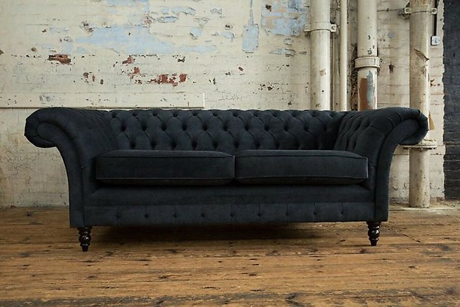 JVmoebel Chesterfield-Sofa Design Sofa 3 Sitzer Couch Polster Luxus Textil günstig online kaufen