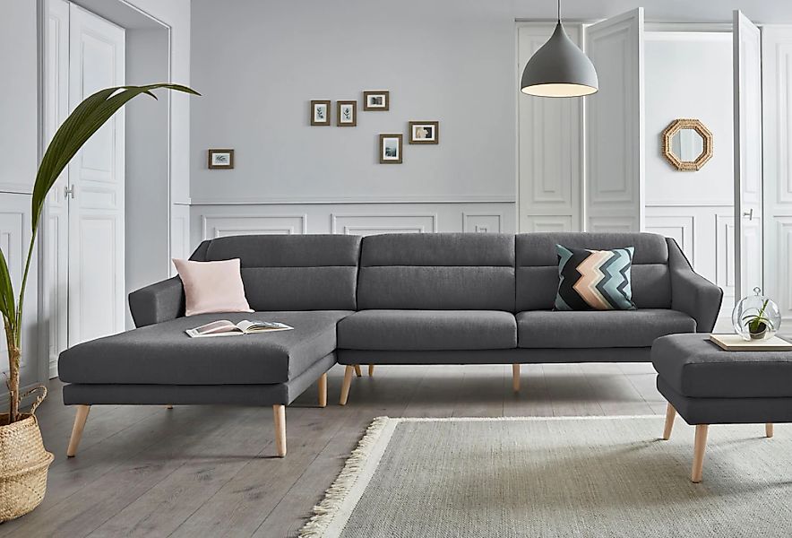 OTTO home Ecksofa "Bille L-Form" mit Naht im Rückenkissen und Beinen aus Ei günstig online kaufen