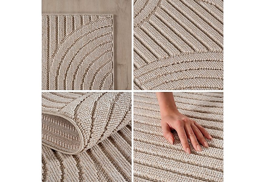 Teppium Teppich Skandinavischer Boho-Teppich mit Schlingenmuster, Rund, Höh günstig online kaufen