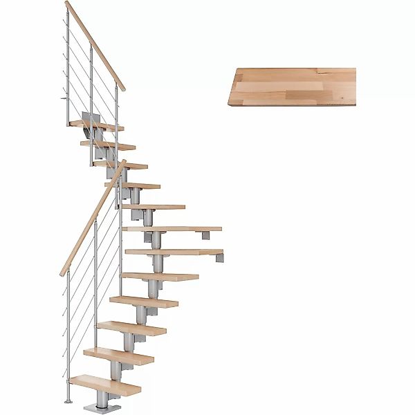 Dolle Mittelholmtreppe Dublin Buche Perlgrau GH bis 337 cm 1/4gew. 65 cm FS günstig online kaufen