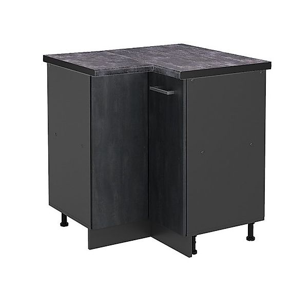 Vicco Eckunterschrank R-Line Schwarz Beton/Anthrazit 76 cm AP Anthrazit günstig online kaufen