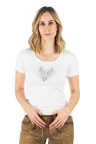 OS-Trachten Trachtenshirt Wimporo Kurzarm T-Shirt mit Strass-Hirsch auf der günstig online kaufen