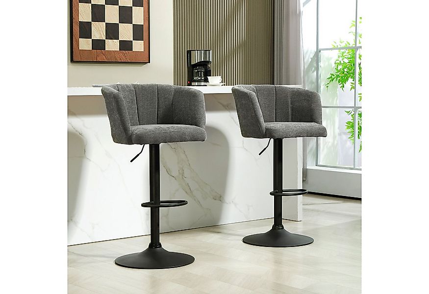 HOMCOM Barhocker 2er-Set, mit Fußstütze, drehbar, höhenverstellbar, mit Lei günstig online kaufen