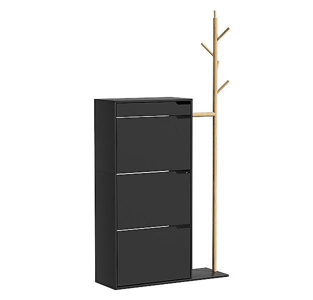 Vicco Schuhschrank Ivo, Schwarz, 90 x 181.5 cm mit 3 Fächern, 1 Schublade ( günstig online kaufen