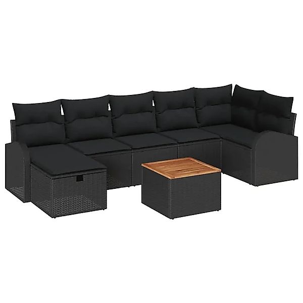 vidaXL Garten-Sofa-Set mit Kissen 8-Tlg Schwarz Poly Rattan 3359520 günstig online kaufen