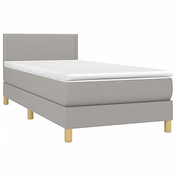 vidaXL Boxspringbett mit Matratze & LED Hellgrau 100x200 cm Stoff 3133613 günstig online kaufen