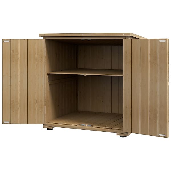 Outsunny Gartenschrank Geräteschrank wetterfester Holzschrank mit Doppeltür günstig online kaufen