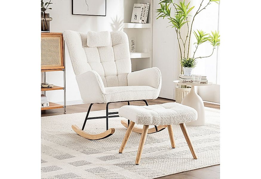 STILVORA Schaukelstuhl mit hocker Schaukelsessel mit Kopf,Relaxsessel aus T günstig online kaufen