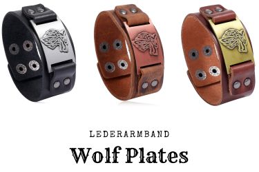Eyecatcher Lederarmband Wickinger Wolf Silber Bronze günstig online kaufen