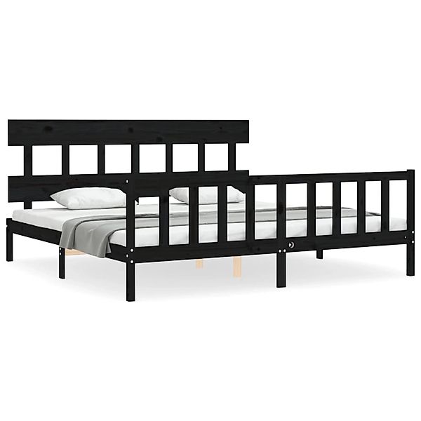 vidaXL Massivholzbett mit Kopfteil Schwarz 200x200 cm 3193360 günstig online kaufen