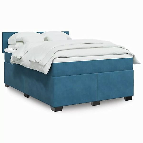 furnicato Bettgestell Boxspringbett mit Matratze Dunkelblau 140x190 cm Samt günstig online kaufen