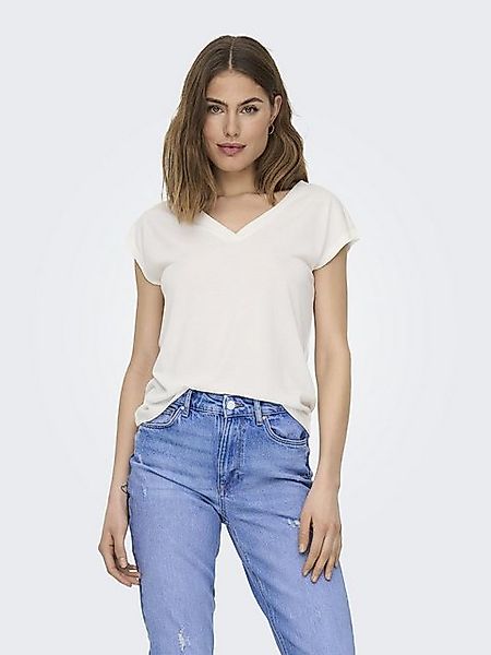 ONLY T-Shirt Basic Top mit V-Ausschnitt T-Shirt, kurze Ärmel 8426 in Weiß günstig online kaufen