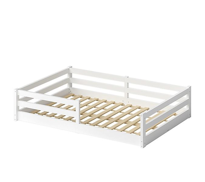 Bellabino Kinderbett Iskri mit Rausfallschutz und Lattenrost (weiß, mit Mat günstig online kaufen